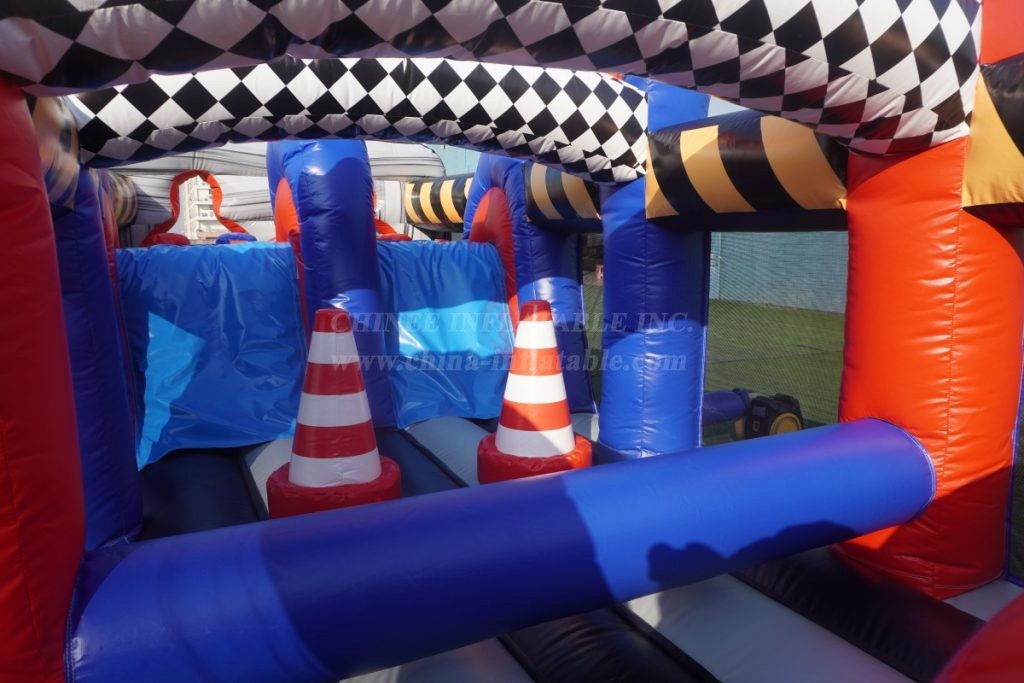 T7-1374 Racing Themed Inflatable Obstacle Course